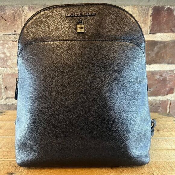 Michael Kors Adele Leather Backpack In Blue Metallic *Notes